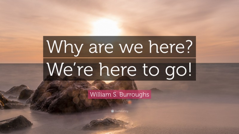 William S. Burroughs Quote: “Why are we here? We’re here to go!”