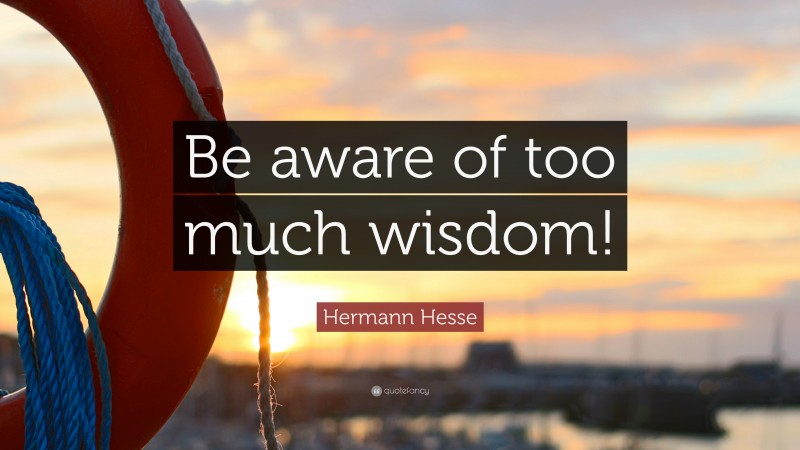 Hermann Hesse Quote: “Be aware of too much wisdom!”