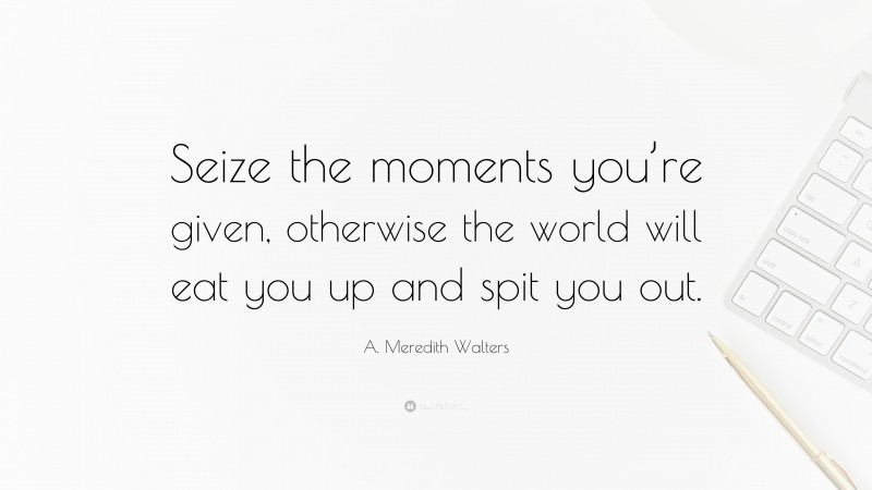 A. Meredith Walters Quote: “Seize the moments you’re given, otherwise the world will eat you up and spit you out.”