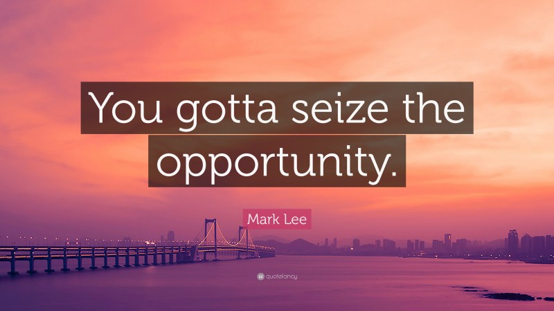 Mark Lee Quote: “You gotta seize the opportunity.”
