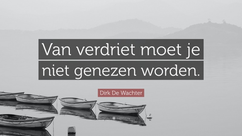 Dirk De Wachter Quote: “Van verdriet moet je niet genezen worden.”