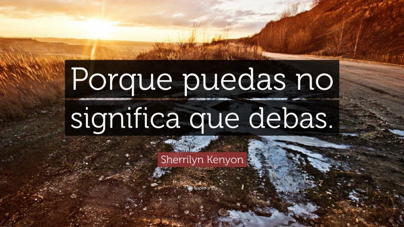 Sherrilyn Kenyon Quote: “Porque puedas no significa que debas.”