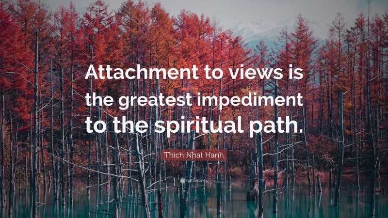 Thich Nhat Hanh Quote: “Attachment to views is the greatest impediment to the spiritual path.”