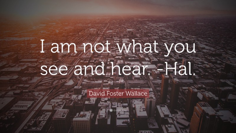 David Foster Wallace Quote: “I am not what you see and hear. -Hal.”