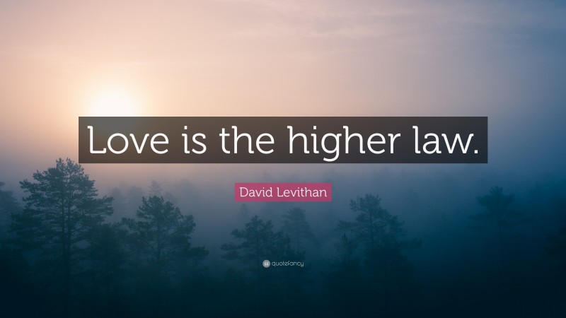 David Levithan Quote: “Love is the higher law.”