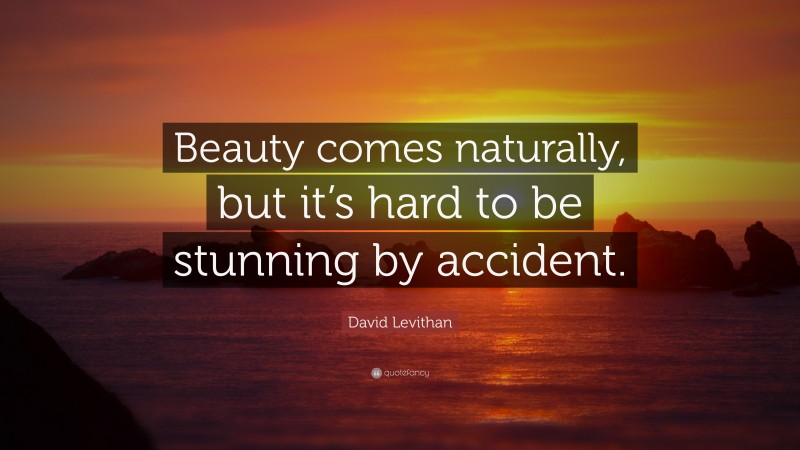 David Levithan Quote: “Beauty comes naturally, but it’s hard to be stunning by accident.”