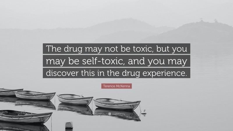 Terence McKenna Quote: “The drug may not be toxic, but you may be self-toxic, and you may discover this in the drug experience.”