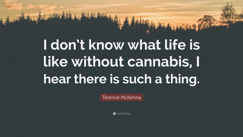 Terence McKenna Quote: “I don’t know what life is like without cannabis, I hear there is such a thing.”