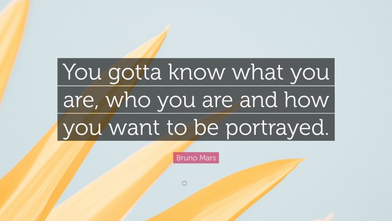 Bruno Mars Quote: “You gotta know what you are, who you are and how you want to be portrayed.”