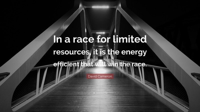 David Cameron Quote: “In a race for limited resources, it is the energy efficient that will win the race.”