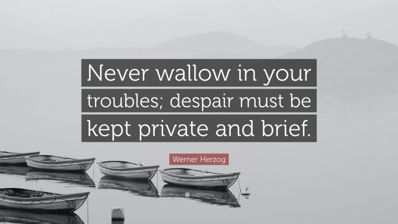 Werner Herzog Quote: “Never wallow in your troubles; despair must be kept private and brief.”