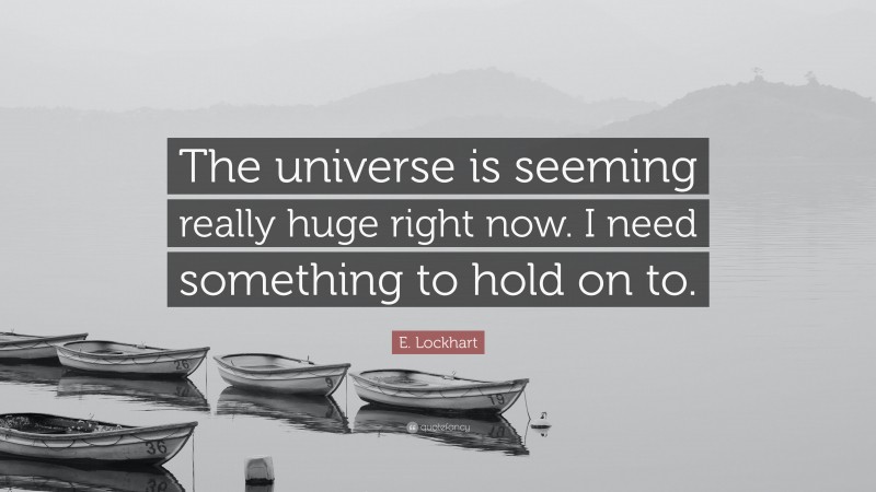 E. Lockhart Quote: “The universe is seeming really huge right now. I need something to hold on to.”