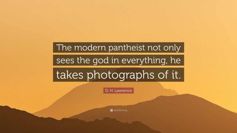 D. H. Lawrence Quote: “The modern pantheist not only sees the god in everything, he takes photographs of it.”
