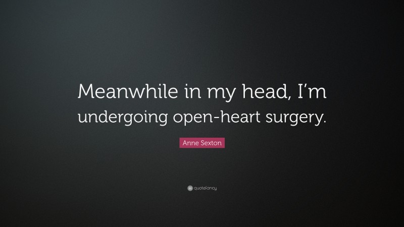 Anne Sexton Quote: “Meanwhile in my head, I’m undergoing open-heart surgery.”