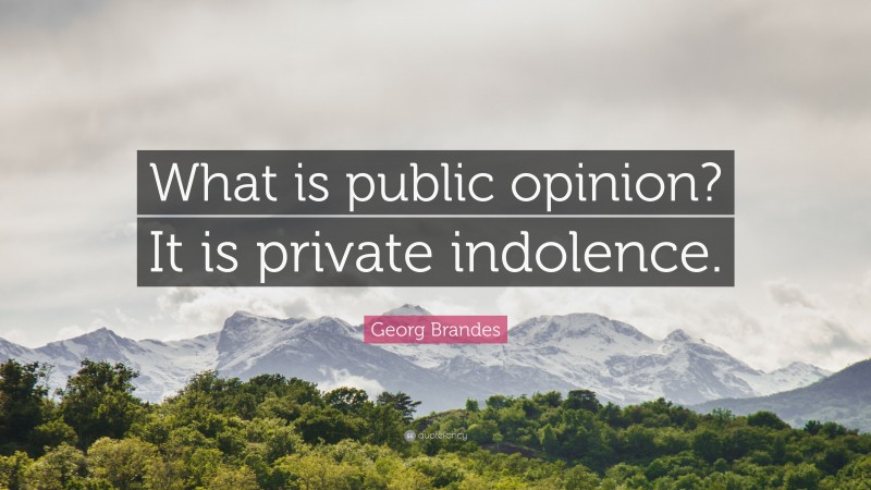 Georg Brandes Quote: “What is public opinion? It is private indolence.”
