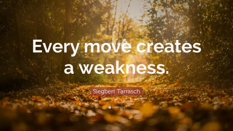 Siegbert Tarrasch Quote: “Every move creates a weakness.”