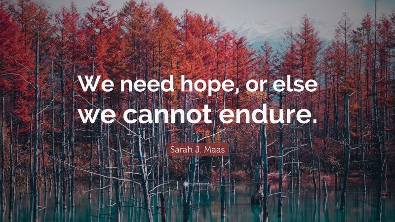 Sarah J. Maas Quote: “We need hope, or else we cannot endure.”