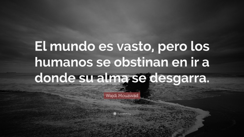 Wajdi Mouawad Quote: “El mundo es vasto, pero los humanos se obstinan en ir a donde su alma se desgarra.”