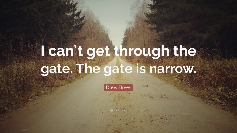 Drew Brees Quote: “I can’t get through the gate. The gate is narrow.”