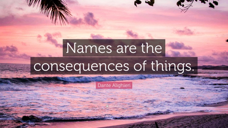 Dante Alighieri Quote: “Names are the consequences of things.”