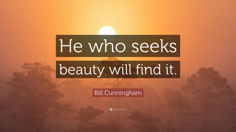 Bill Cunningham Quote: “He who seeks beauty will find it.”