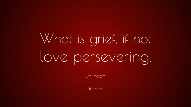 Unknown Quote: “What is grief, if not love persevering.”