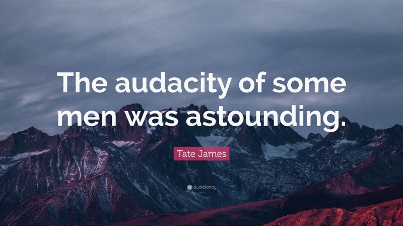 Tate James Quote: “The audacity of some men was astounding.”