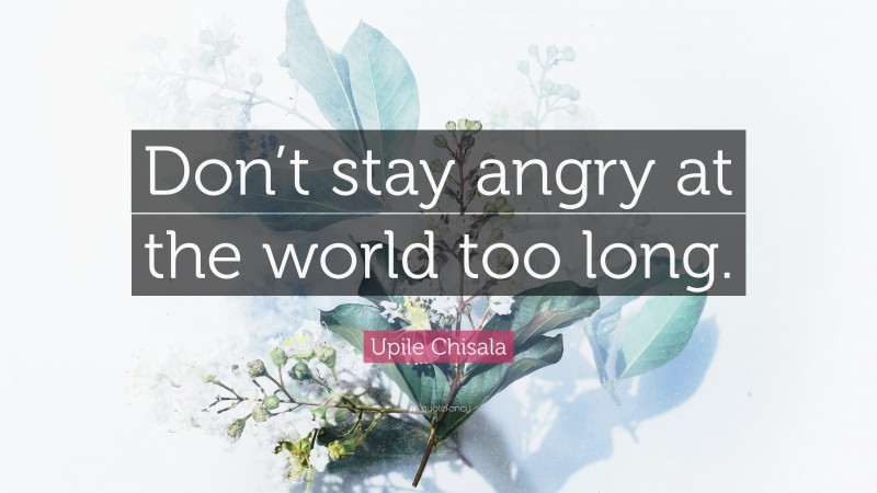 Upile Chisala Quote: “Don’t stay angry at the world too long.”