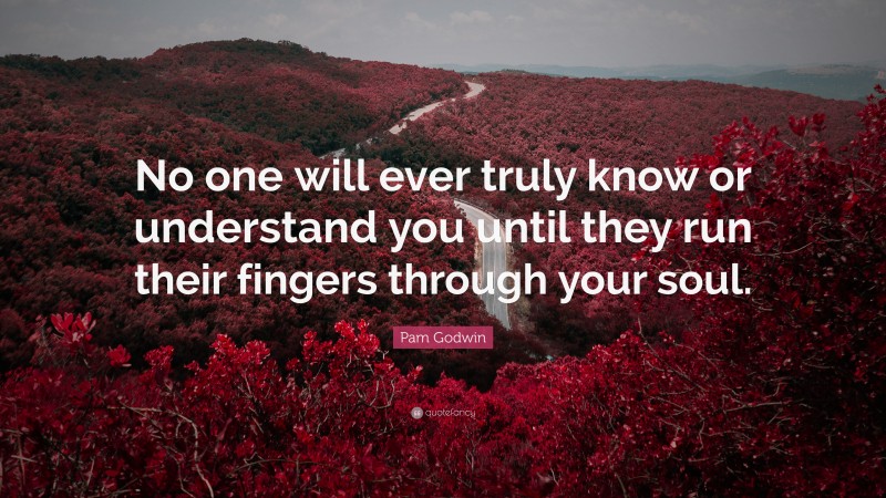 Pam Godwin Quote: “No one will ever truly know or understand you until they run their fingers through your soul.”