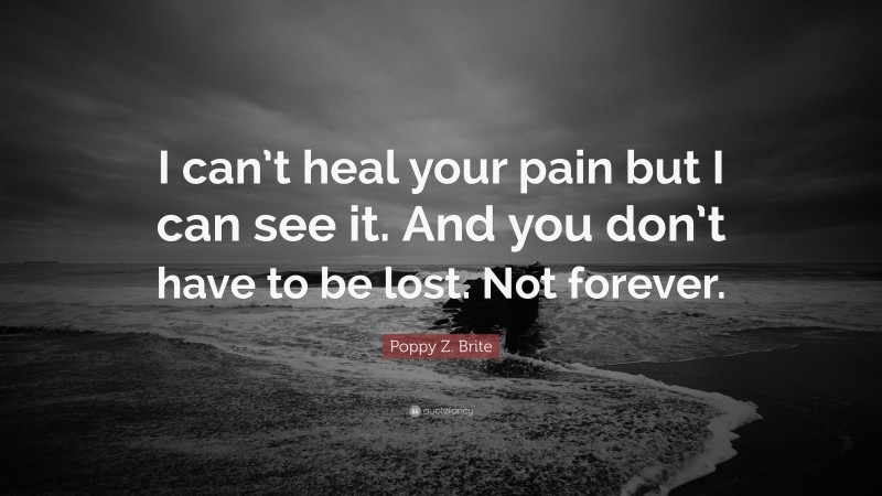 Poppy Z. Brite Quote: “I can’t heal your pain but I can see it. And you don’t have to be lost. Not forever.”