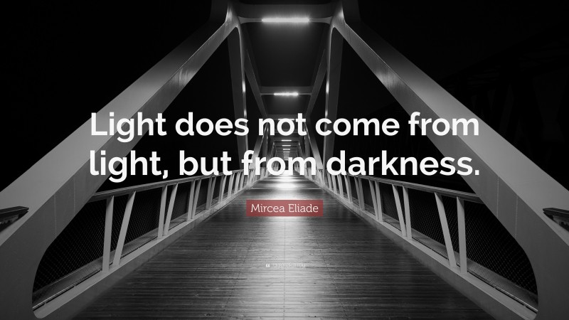 Mircea Eliade Quote: “Light does not come from light, but from darkness.”