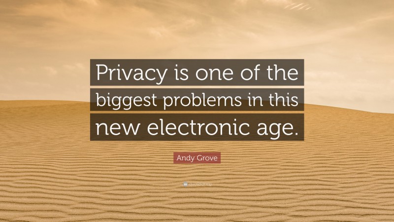 Andy Grove Quote: “Privacy is one of the biggest problems in this new electronic age.”