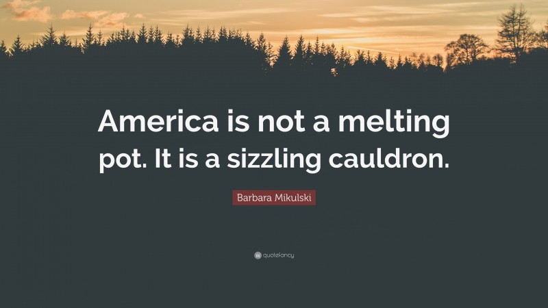 Barbara Mikulski Quote: “America is not a melting pot. It is a sizzling cauldron.”