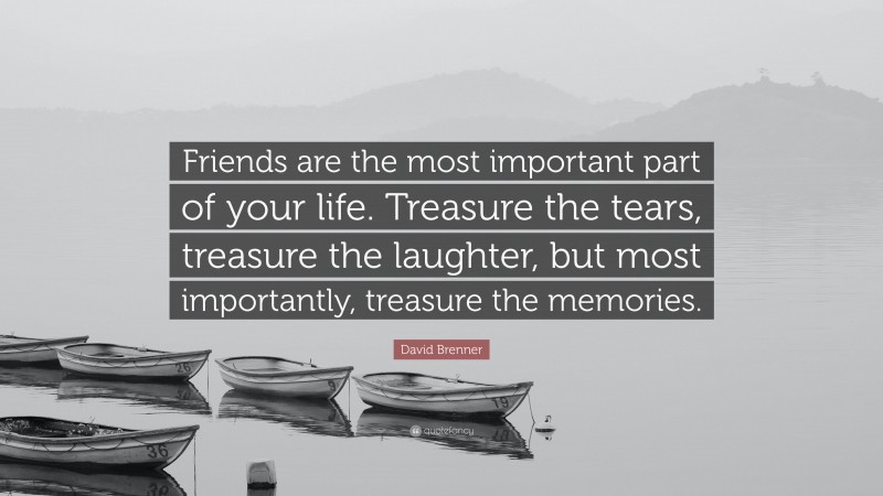 David Brenner Quote: “Friends are the most important part of your life. Treasure the tears, treasure the laughter, but most importantly, treasure the memories.”