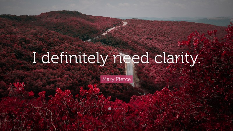 Mary Pierce Quote: “I definitely need clarity.”