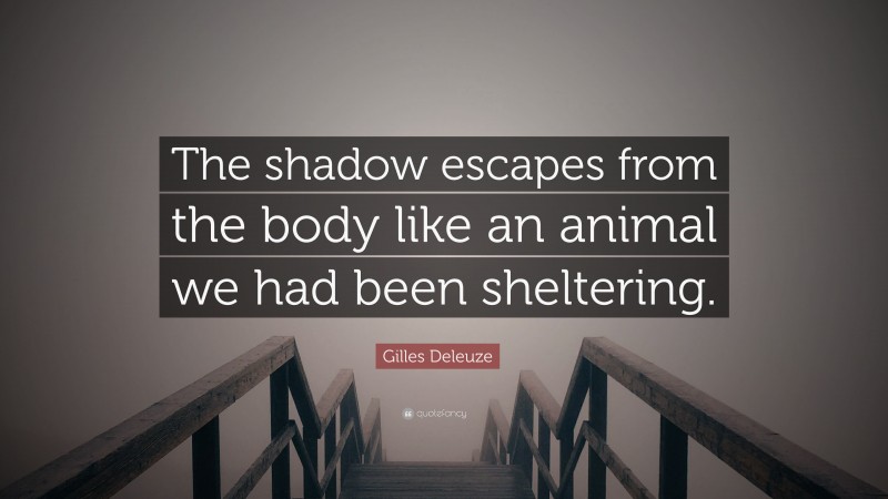 Gilles Deleuze Quote: “The shadow escapes from the body like an animal we had been sheltering.”