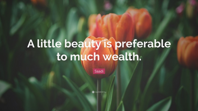 Saadi Quote: “A little beauty is preferable to much wealth.”