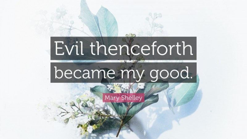 Mary Shelley Quote: “Evil thenceforth became my good.”