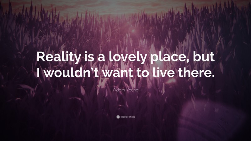 Adam Young Quote: “Reality is a lovely place, but I wouldn’t want to live there.”