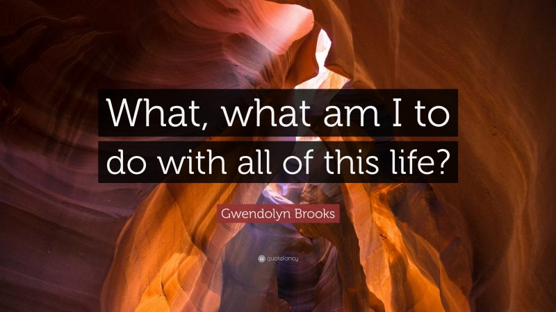 Gwendolyn Brooks Quote: “What, what am I to do with all of this life?”