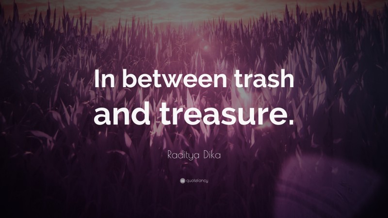 Raditya Dika Quote: “In between trash and treasure.”