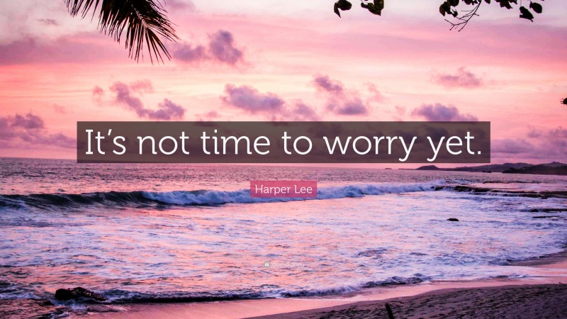 Harper Lee Quote: “It’s not time to worry yet.”