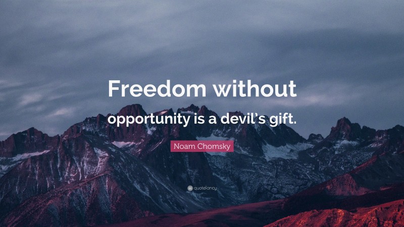 Noam Chomsky Quote: “Freedom without opportunity is a devil’s gift.”