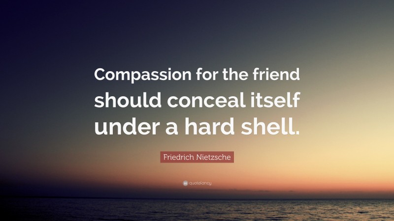 Friedrich Nietzsche Quote: “Compassion for the friend should conceal itself under a hard shell.”
