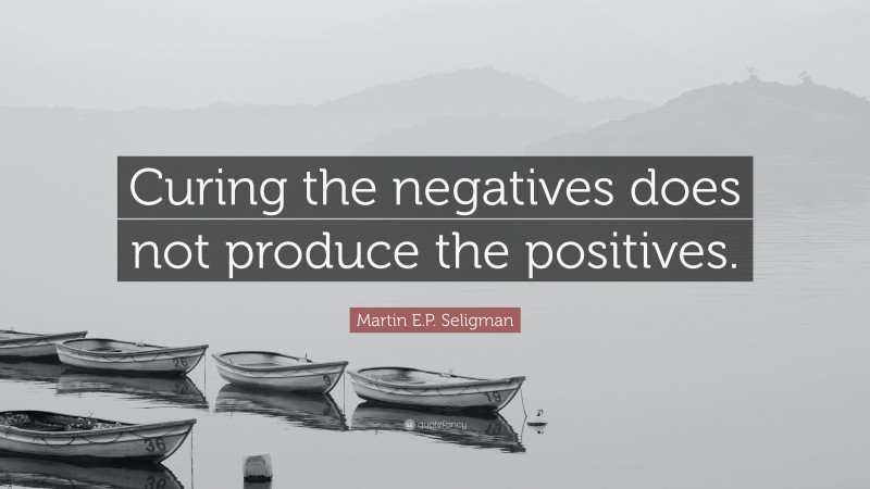 Martin E.P. Seligman Quote: “Curing the negatives does not produce the positives.”