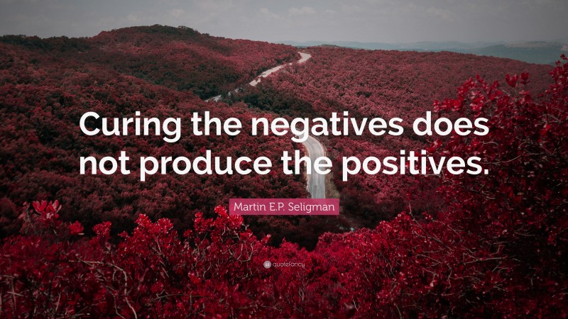 Martin E.P. Seligman Quote: “Curing the negatives does not produce the positives.”