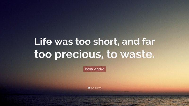 Bella Andre Quote: “Life was too short, and far too precious, to waste.”