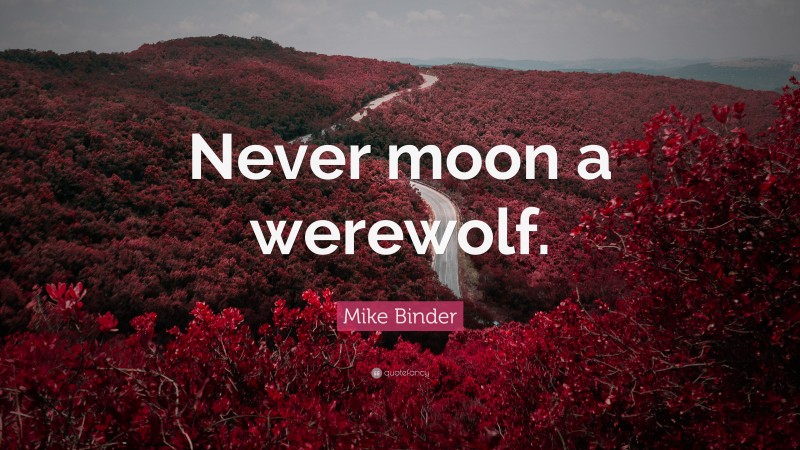 Mike Binder Quote: “Never moon a werewolf.”