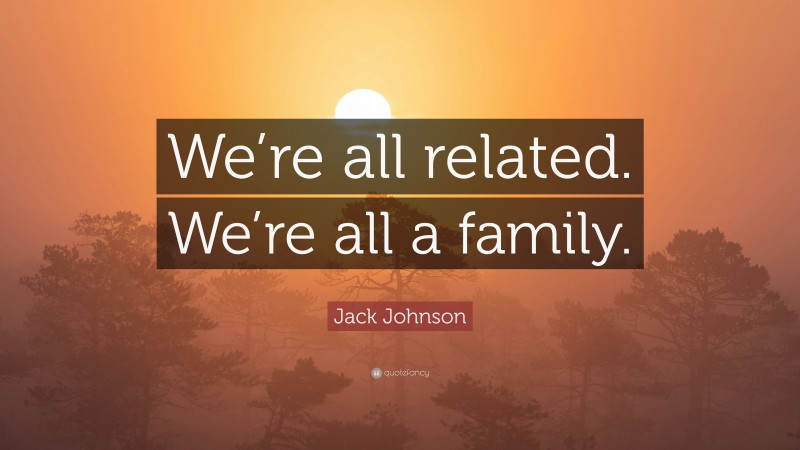 Jack Johnson Quote: “We’re all related. We’re all a family.”