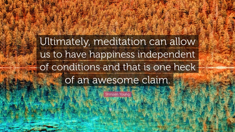 Shinzen Young Quote: “Ultimately, meditation can allow us to have happiness independent of conditions and that is one heck of an awesome claim.”